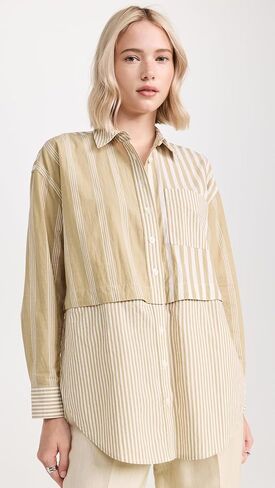 Madewell Women's Modular Oversized Button-Up Shirt in Mixed Stripe in Saudi Arabia