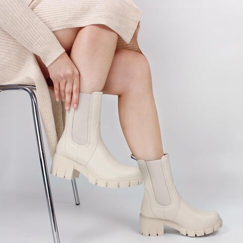 Hawkwell Women's Platform Chelsea Boots Chunky Ankle Boots Elastic Block Heel Lug Sole Booties in Saudi Arabia