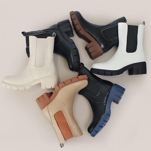 Hawkwell Women's Platform Chelsea Boots Chunky Ankle Boots Elastic Block Heel Lug Sole Booties in Saudi Arabia