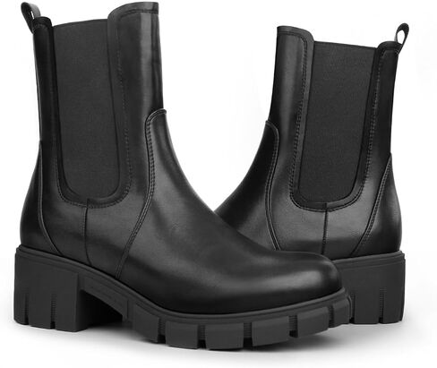 Hawkwell Women's Platform Chelsea Boots Chunky Ankle Boots Elastic Block Heel Lug Sole Booties in Saudi Arabia