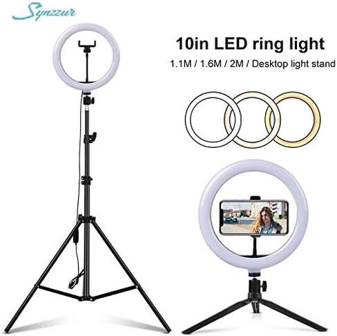 1.1m RGB Set Camera Photo 26cm/10in Circle Light Ring Dimmable Led Selfie USB Lumiere for Makeup Video Tiktok Studio Light with Tripod Stand in Saudi Arabia