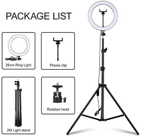 1.1m RGB Set Camera Photo 26cm/10in Circle Light Ring Dimmable Led Selfie USB Lumiere for Makeup Video Tiktok Studio Light with Tripod Stand in Saudi Arabia