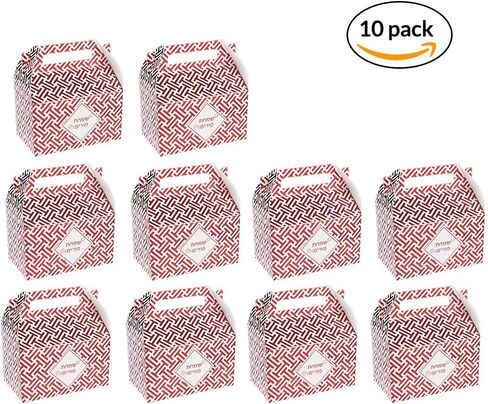Hammont Foil Purim Treat Box - Red Colored Foil Party Paper Boxes - Attractive Design Perfect for Parties and Occasions | 6.25" x 3.75" x 3.5" (10 Pack) in Kuwait