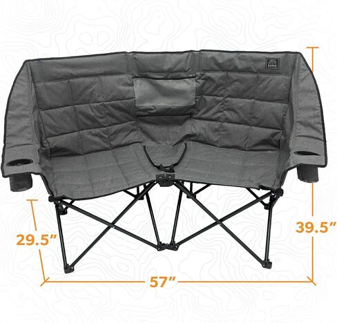 Kuma Outdoor Gear Kozy Bear Chair with Carry Bag, Ultimate Portable Luxury Outdoor Double Camping Chair for Glamping, Sports & Outdoor Adventures (Heather Grey/Black) in Saudi Arabia