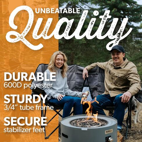 Kuma Outdoor Gear Kozy Bear Chair with Carry Bag, Ultimate Portable Luxury Outdoor Double Camping Chair for Glamping, Sports & Outdoor Adventures (Heather Grey/Black) in Saudi Arabia