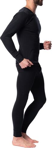 AMERICAN HEAVEN Mens' Baselayer Long Sleeve Top | 100% Cotton Crew Neck Shirt | Fleece Brush Flat Knit | 3 Pack in Kuwait