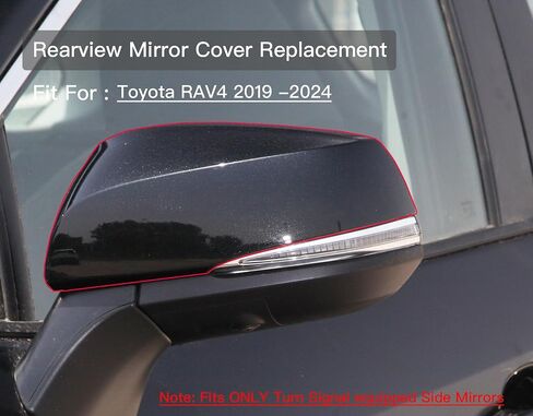 Left Driver Side Mirror Cover Cap Compatible with Toyota Rav4 2019-2023 With Turn Signal Glossy Black(NOT for LE & Hybrid LE) in Saudi Arabia