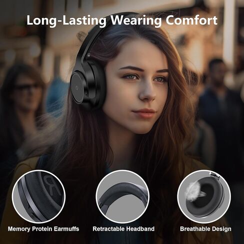 Bluetooth Headphones-70 Hours Playtime with Microphone,3EQ Modes,Over-Ear Headphones HiFi Stereo Foldable Lightweight,Deep Bass for Home Traver Work Callphones, Black in Saudi Arabia