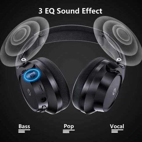 Bluetooth Headphones-70 Hours Playtime with Microphone,3EQ Modes,Over-Ear Headphones HiFi Stereo Foldable Lightweight,Deep Bass for Home Traver Work Callphones, Black in Saudi Arabia