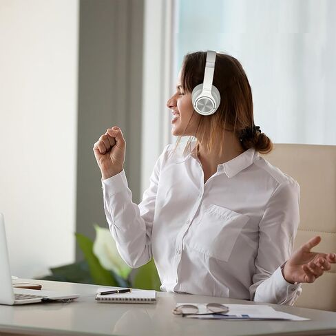 Hybrid Active Noise Cancelling Headphones, Wireless Over Ear Bluetooth Headphones, 3 EQ Modes, 60H Playtime, Hi-Res Audio, Deep Bass Headset for Travel, Home, Office (White) in Saudi Arabia
