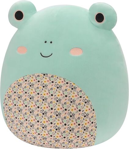 ضفدع فريتز الأخضر الأصلي مقاس 35.56 سم من Squishmallow مع بطن مطبوع عليه عيد الفصح - قطيفة كبيرة رسمية من Jazwares in Saudi Arabia