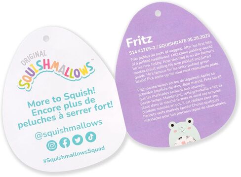 ضفدع فريتز الأخضر الأصلي مقاس 35.56 سم من Squishmallow مع بطن مطبوع عليه عيد الفصح - قطيفة كبيرة رسمية من Jazwares in Saudi Arabia