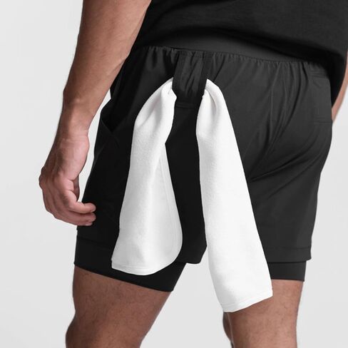 Mens 2 in 1 Workout Running Shorts with Liner Quick Dry Athletic Gym Shorts with Pockets in Saudi Arabia