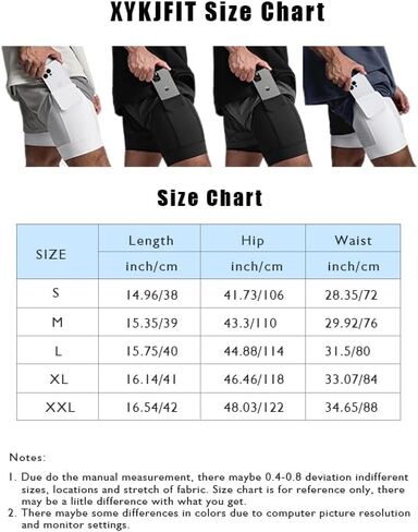 Mens 2 in 1 Workout Running Shorts with Liner Quick Dry Athletic Gym Shorts with Pockets in Saudi Arabia