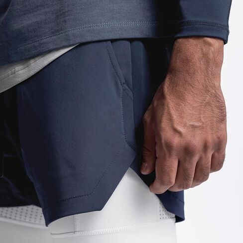 Mens 2 in 1 Workout Running Shorts with Liner Quick Dry Athletic Gym Shorts with Pockets in Saudi Arabia