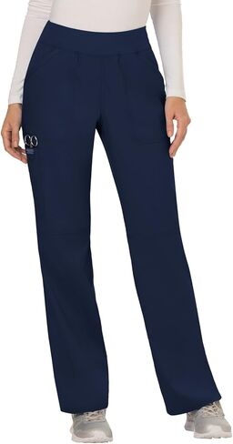 Cherokee Scrub Set For Women, Modern Classic Fit Mock Wrap Top WW610 With Mid Rise, Straight Leg Pant WW110, Navy- L Top/L Tall Pant in Saudi Arabia