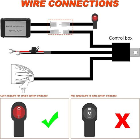 مفتاح التحكم عن بعد لتسخير أسلاك الضوء LED، وحدة تحكم في الإضاءة اللاسلكية تشغيل/إيقاف فلاش ستروب متوافق مع 2 من الخيوط المساعدة لقيادة الضباب الخفيف طقم تسخير الأسلاك in Kuwait