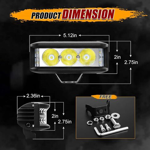 AutoFeel LED Pod Lights 2PCS 5 Inch 6000LM Side Shooter LED Light Bar Single Row Spot Flood Combo Beam Off Road Driving Fog Lights for Truck ATV UTV SUV Pickup Boat in Saudi Arabia