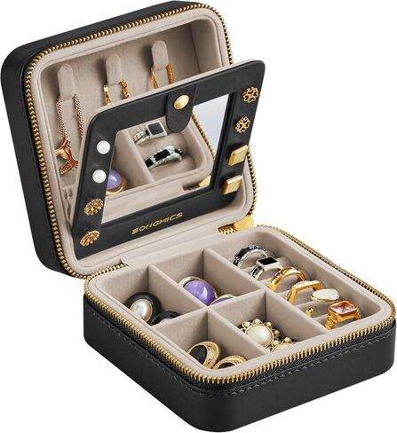 SONGMICS Jewelry Box, Travel Jewelry Case, 2-Layer Jewelry Holder Organizer, 4.6 x 6.3 x 3 Inches, Portable, Versatile Earring Storage, for Larger Accessories, Gift Idea, Cloud White UJBC166W01 in Saudi Arabia