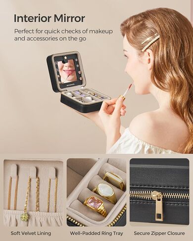 SONGMICS Jewelry Box, Travel Jewelry Case, 2-Layer Jewelry Holder Organizer, 4.6 x 6.3 x 3 Inches, Portable, Versatile Earring Storage, for Larger Accessories, Gift Idea, Cloud White UJBC166W01 in Saudi Arabia