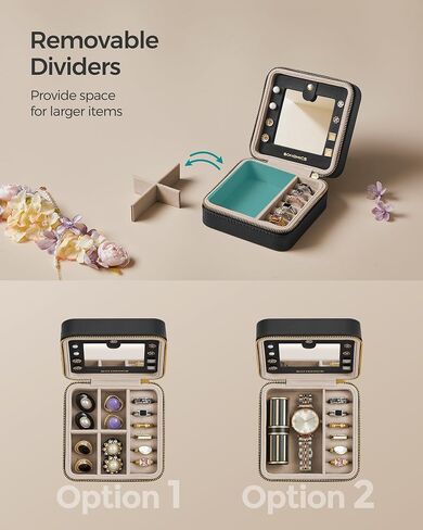 SONGMICS Jewelry Box, Travel Jewelry Case, 2-Layer Jewelry Holder Organizer, 4.6 x 6.3 x 3 Inches, Portable, Versatile Earring Storage, for Larger Accessories, Gift Idea, Cloud White UJBC166W01 in Saudi Arabia