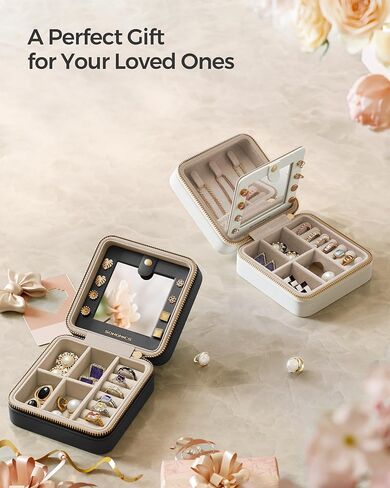 SONGMICS Jewelry Box, Travel Jewelry Case, 2-Layer Jewelry Holder Organizer, 4.6 x 6.3 x 3 Inches, Portable, Versatile Earring Storage, for Larger Accessories, Gift Idea, Cloud White UJBC166W01 in Saudi Arabia