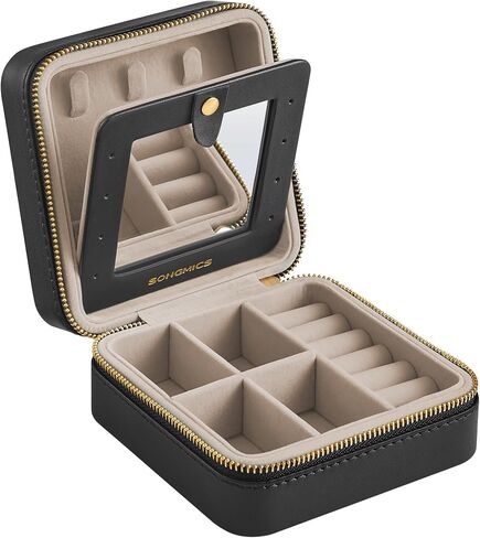 SONGMICS Jewelry Box, Travel Jewelry Case, 2-Layer Jewelry Holder Organizer, 4.6 x 6.3 x 3 Inches, Portable, Versatile Earring Storage, for Larger Accessories, Gift Idea, Cloud White UJBC166W01 in Saudi Arabia