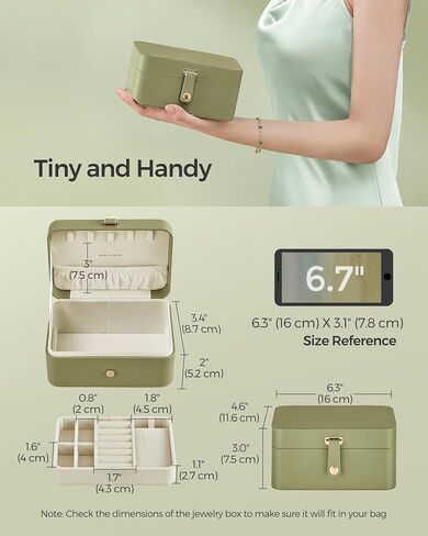 SONGMICS Jewelry Box, Travel Jewelry Case, 2-Layer Jewelry Holder Organizer, 4.6 x 6.3 x 3 Inches, Portable, Versatile Earring Storage, for Larger Accessories, Gift Idea, Cloud White UJBC166W01 in Saudi Arabia