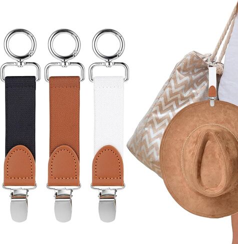 Hat Clip for Travel, 3 Pcs Elastic Hat Clip Hands-Free Bag Accessory PU Multifunctional Travel Accessories for Women in Saudi Arabia