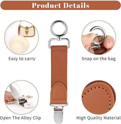 Hat Clip for Travel, 3 Pcs Elastic Hat Clip Hands-Free Bag Accessory PU Multifunctional Travel Accessories for Women in Saudi Arabia