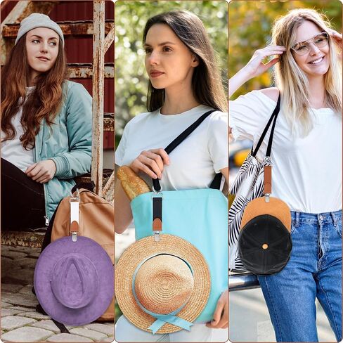 Hat Clip for Travel, 3 Pcs Elastic Hat Clip Hands-Free Bag Accessory PU Multifunctional Travel Accessories for Women in Saudi Arabia