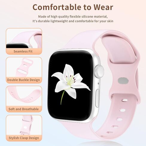 Band Compatible With Apple Watch 38mm 40mm 41mm 42mm 44mm 45mm 49mm S/M L/M, Replacement Soft Silicone Sport Strap for IWatch Series Ultra 9/8/7/6/5/4/3/2/1 SE Women Men in Saudi Arabia