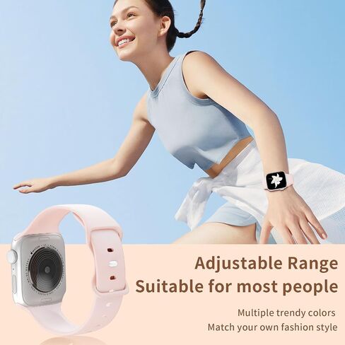 Band Compatible With Apple Watch 38mm 40mm 41mm 42mm 44mm 45mm 49mm S/M L/M, Replacement Soft Silicone Sport Strap for IWatch Series Ultra 9/8/7/6/5/4/3/2/1 SE Women Men in Saudi Arabia