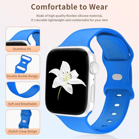 حزام متوافق مع ساعة Apple 38 مم 40 مم 41 مم 42 مم 44 مم 45 مم 49 مم S/M L/M، حزام رياضي من السيليكون الناعم البديل لسلسلة IWatch Series Ultra 9/8/7/6/5/4/3/2/1 SE للنساء والرجال in Kuwait