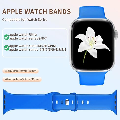 حزام متوافق مع ساعة Apple 38 مم 40 مم 41 مم 42 مم 44 مم 45 مم 49 مم S/M L/M، حزام رياضي من السيليكون الناعم البديل لسلسلة IWatch Series Ultra 9/8/7/6/5/4/3/2/1 SE للنساء والرجال in Kuwait