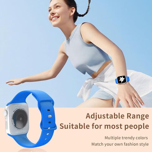 حزام متوافق مع ساعة Apple 38 مم 40 مم 41 مم 42 مم 44 مم 45 مم 49 مم S/M L/M، حزام رياضي من السيليكون الناعم البديل لسلسلة IWatch Series Ultra 9/8/7/6/5/4/3/2/1 SE للنساء والرجال in Kuwait