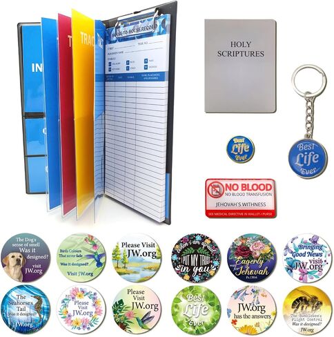 JW Ministry Essentials Gift Pack: JW Tract Holder Organizer, JW Notepad, JW Pin Badge, JW Keyring, Sticky Notes, JW Stickers & More! in Saudi Arabia
