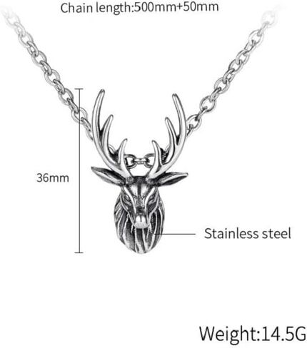 قلادة رأس الغزلان للرجال، قلادة الهيب هوب الرنة، قلادة قلادة قرن الوعل من فايكنغ فايكنغ مع سلسلة 21.7 بوصة، قلادة من الفولاذ المقاوم للصدأ على شكل غزال الصخرة الشرير، قلادة غزال حيوان عتيقة هدية للرجال والأولاد in Kuwait