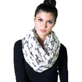 (6 COLORS) Bella Dachshund Doxie Dog Infinity Scarf, Women's Animal Print Loop Shawl
