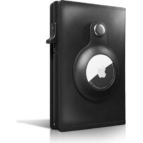 LAZIPPA Smart AirTag Wallet for Men Pocket-Sized Minimalist AirTag Wallet with Tracker Holder Leather Wallet with RFID Blocking Elegant Slim Wallet Card Holder Wallet with Money (Carbon Black)