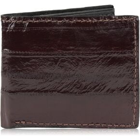 Genuine Pacific Eel Skin Leather Bifold Wallet Handmade (8 Card Slots, Brown)