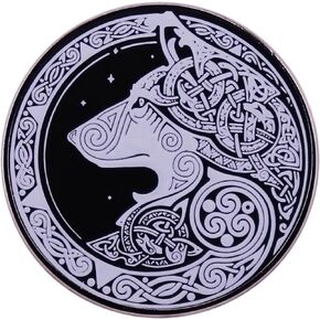 Fenrir Wolf Celtic Norse Viking Knot God Odin Ragnarok 1.2" Enamel Pin Badge