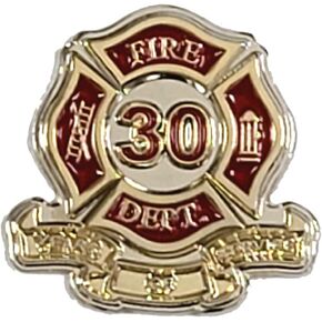 30 Years of Service Lapel Pin Firefighter Fire Department Fireman Gift - A 176