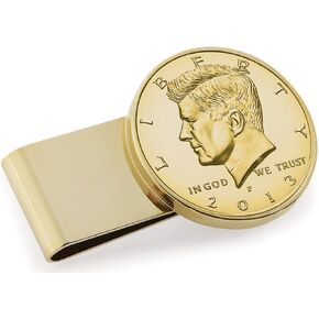 Gold-Layered JFK Half Dollar Stainless Steel Coin Money Clip