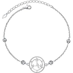 Sigil of Lilith Bead Link Bracelets S925 Sterling Silver Sigil of Lilith Bracelets Link Jewelry Gifts for Women Bead Chain 7+2 inches