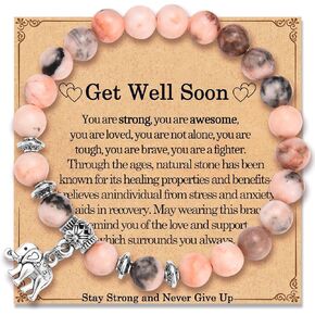 EFVISD Elephant Bracelet Gifts Get Well Soon Gifts Breast Cancer Gifts for Women, Feel Better Recovery Inspirational Encouragement Comforting Healing Gifts for Female Patients Women Girls Her