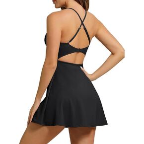 ABOCIW Womens Tennis Dress with Shorts Backless Cutout Workout Dress Golf Exercise Athletic Dress