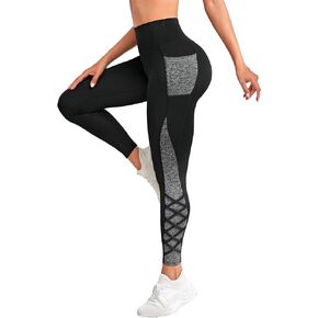 SweatyRocks Women's Colorblock High Waist Sports Leggings Stretchy Skinny Yoga Pants with Pocket