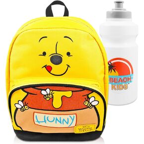 Winnie the Pooh Mini Backpack Set - 10" Canvas Winnie the Pooh Backpack with Front Pocket Plus Bottle | Winnie the Pooh Backpack Bundle
