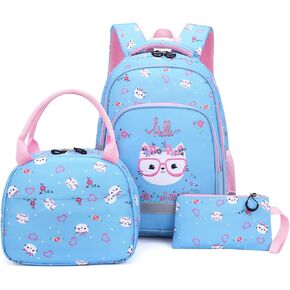 School Backpack Kids Set Middle Elementary Preschool with Lunch Bag & Pencil Case Bookbags for Boys Girls